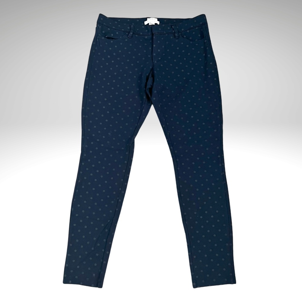 J. CREW The Gigi Pant Dark Navy Blue Polka Dot Print Stretchy Dress Pants Size 4